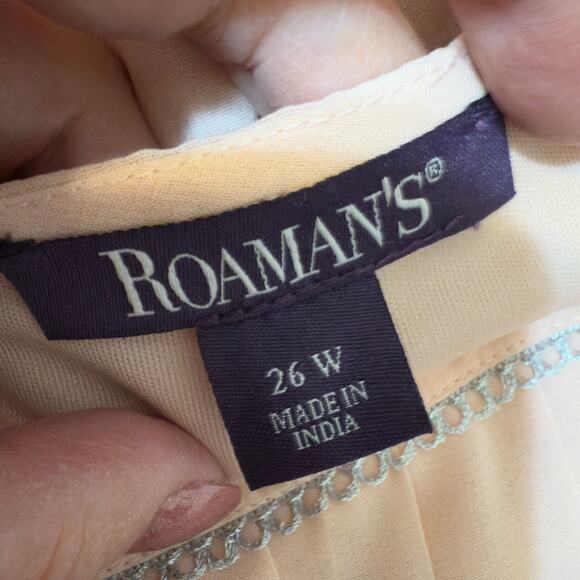 Roaman’s womenn’s plus size 26 soft peach/pink beaded beautiful top blouse 3500 - Picture 8 of 8